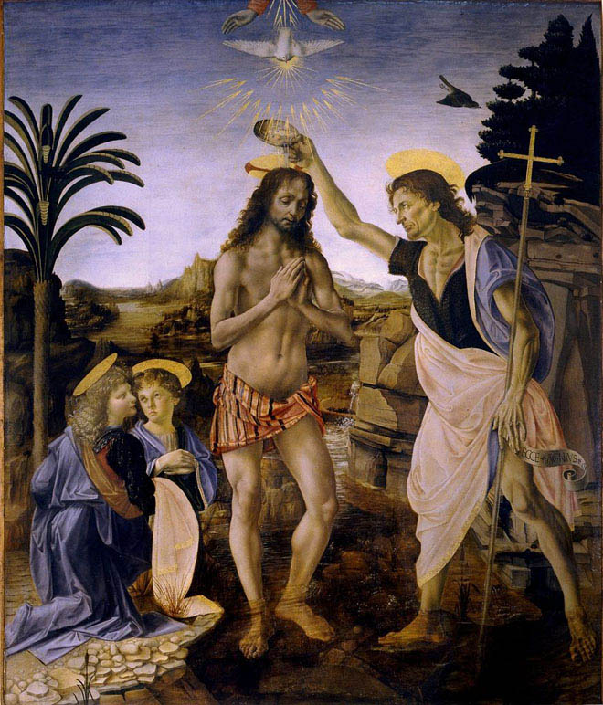 The Baptism of Christ - Leonardo Da Vinci Painting